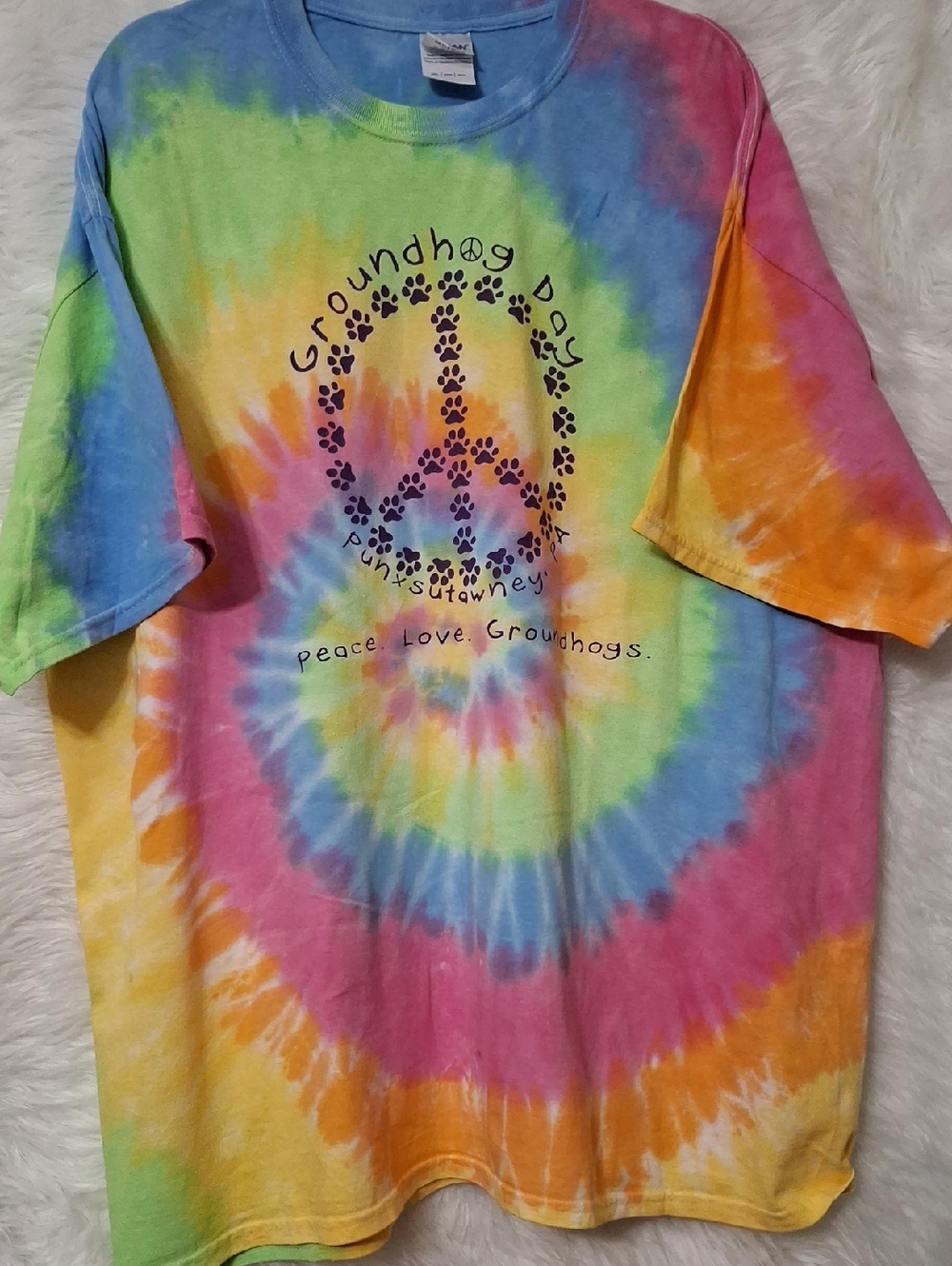 Gildan Kids Tie-Dye Peace T-Shirt - Blue, Pink, Yellow, Green, Orange